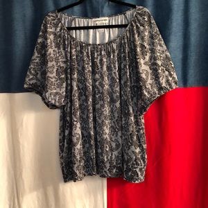 CATHY DANIELS Black and White Lace design blouse